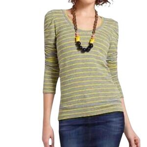 EUC CAbi Gray and Yellow Striped Knit Top (F-1)